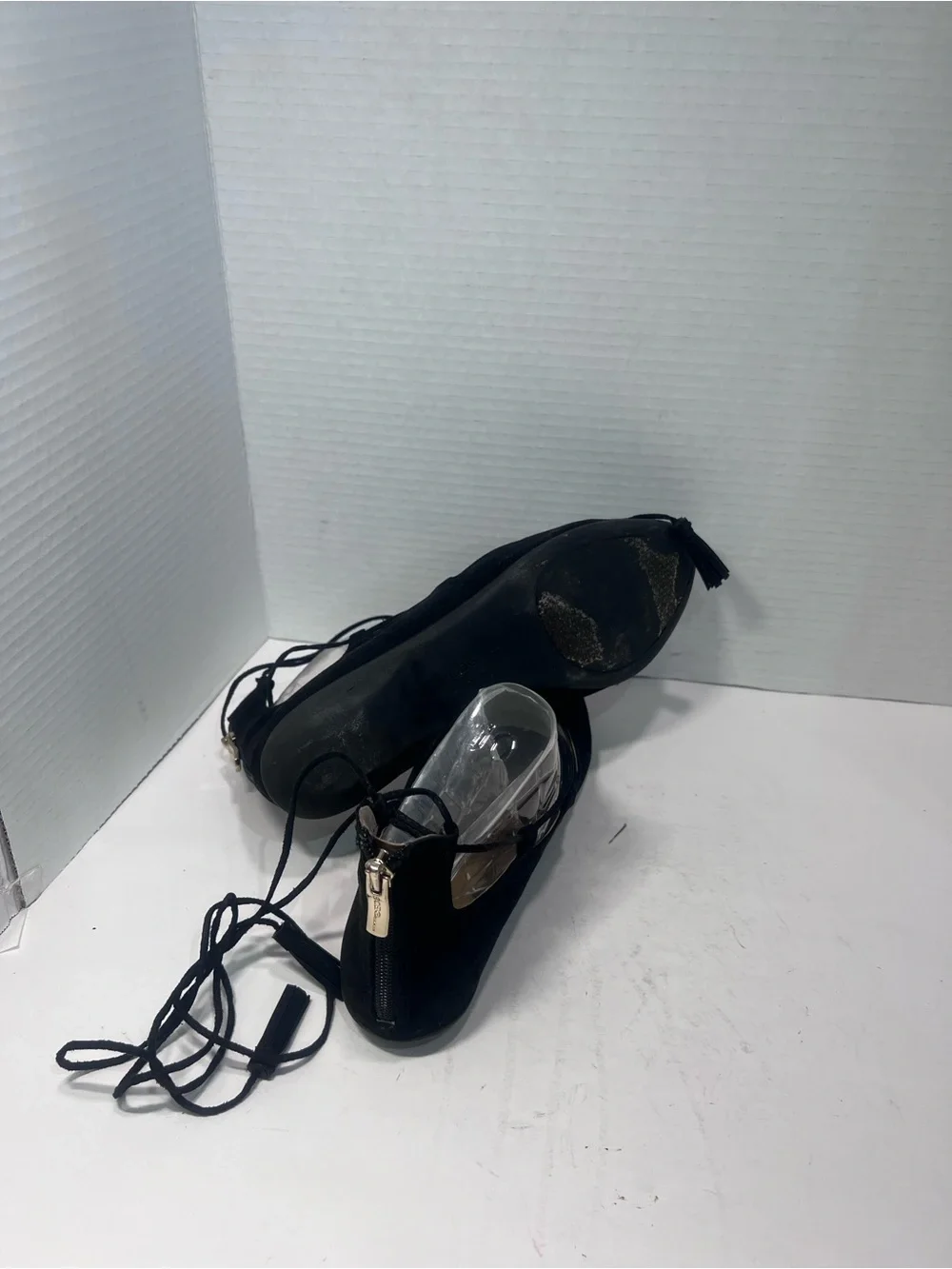 BCBGeneration Black Suede Lace-Up Pointed Flats